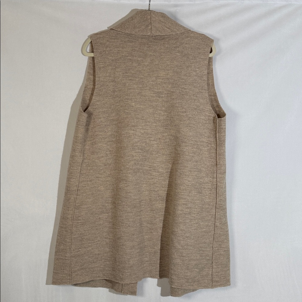 Eileen Fisher Open Front Vest Cardigan Coat Size M Tan - Picture 4 of 7